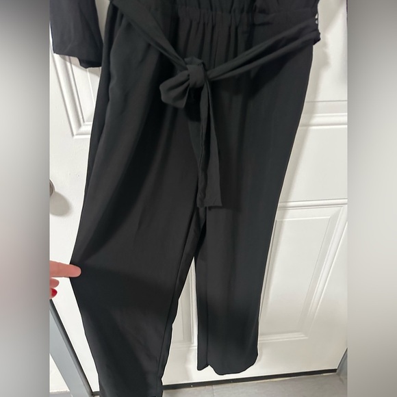 NY Collection Classic Black, Petite 3/4 Sleeve Belted Jumpsuit, Size Small NWT - Picture 7 of 13
